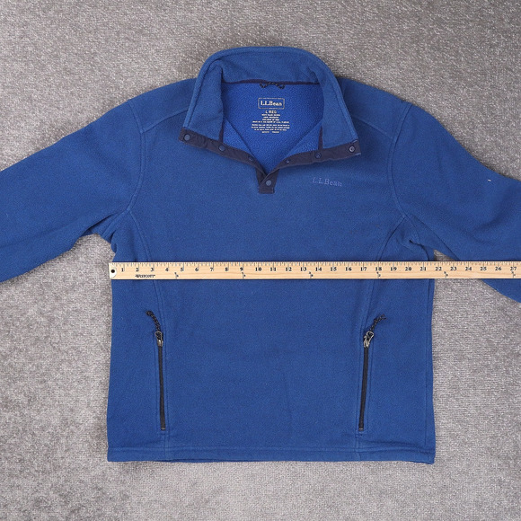 L.L.Bean Polartec Fleece Large Blue Long Sleeve 1/4 Snap Pullover Sweatshirt - Picture 4 of 12